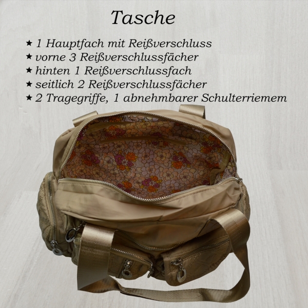 flevado Große Damen Umhängetasche Reißverschluss Freizeittasche Jugend/ Frauen beige